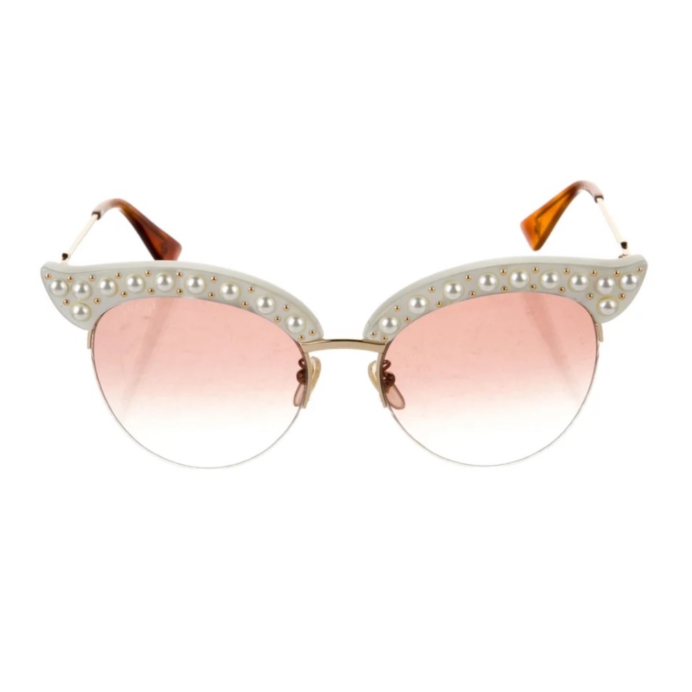 Gucci faux pearl accents cat eye sunglasses - bridal